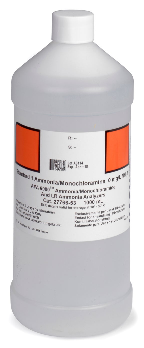 APA6000 Ammonia/Monochloramine, Standard 1, 0 mg/L NH3, 1 L