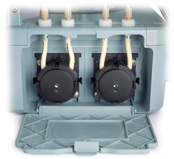 Easy pump access on the Hach AT1000 designed to perform accurate and reliable titrations in the lab