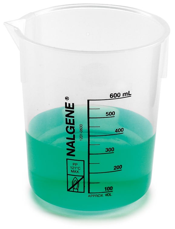 Beaker, Polypropylene, Low Form, 600 mL, 4/pk