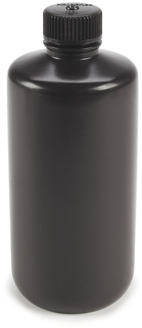 Bottle, Storage, Polyethylene, Round, Amber, 500 mL, 6/pk