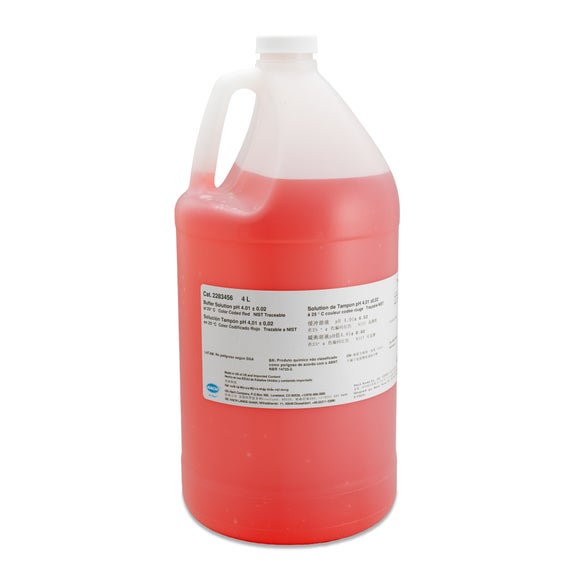 Buffer Solution, pH 4.01, Colour-coded Red, 4L