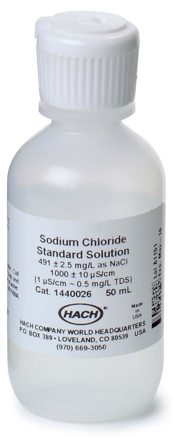 Conductivity Standard Solution, 1000 µS/cm, 491 mg/L NaCl, 50 mL