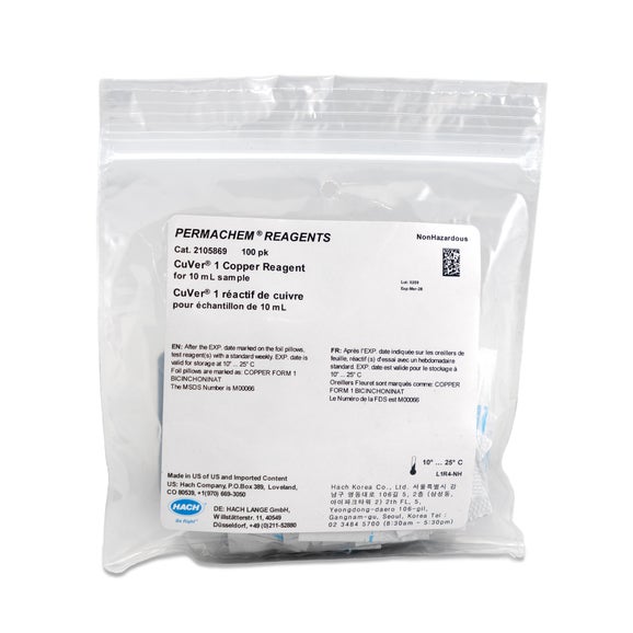 CuVer 1 Copper Reagent Powder Pillows, 10 mL, pk/1000 (10 x pk/100)