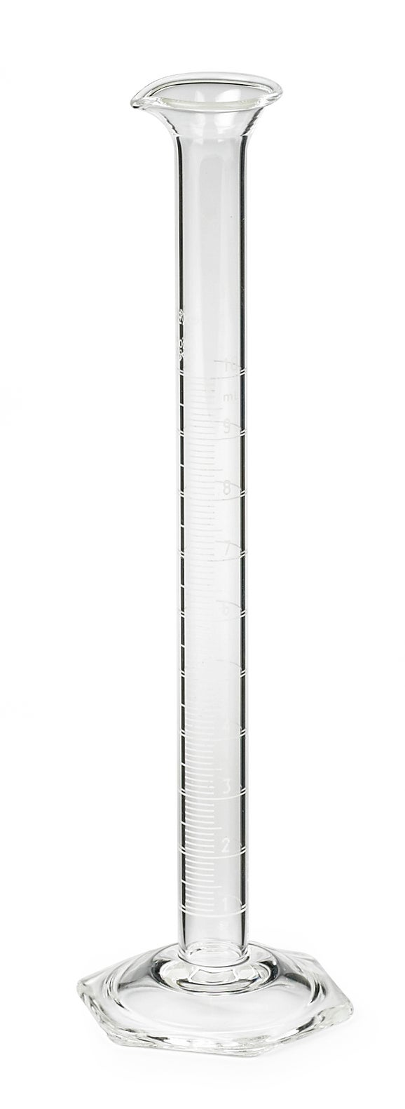 Cylinder, Graduated, 10 mL +- 0. 1 mL, 0.2 mL divisions (white markings)