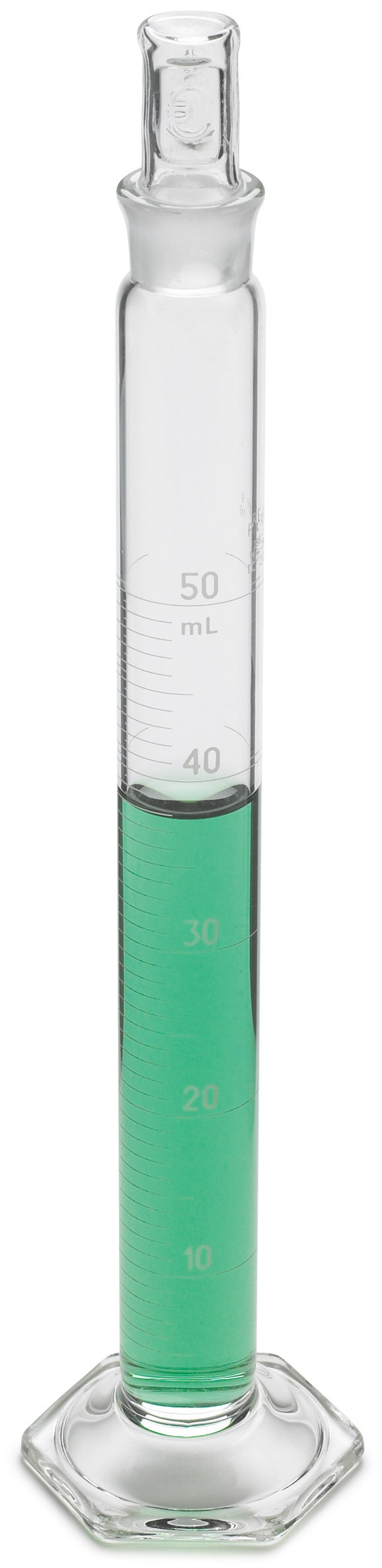 Cylinder, Graduated, Mixing, Glass, 50 mL +-0.4 mL, 1.0 mL divisions, glass stopper #16