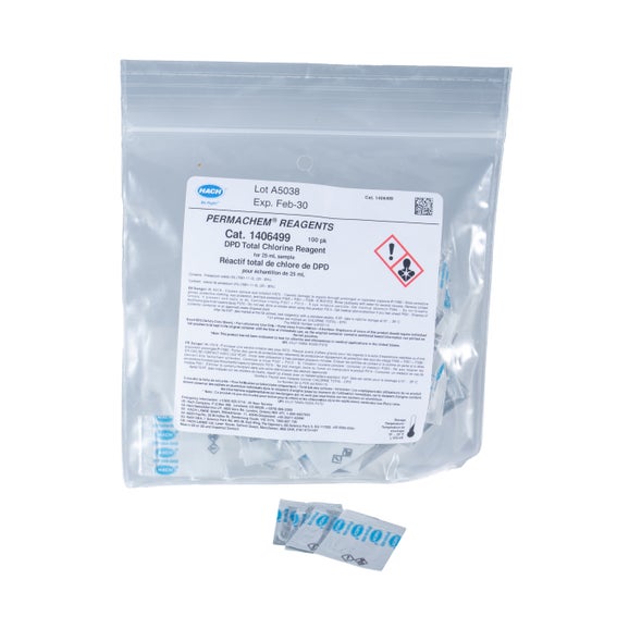 DPD Total Chlorine Reagent Powder Pillows, 25 mL, pk/100