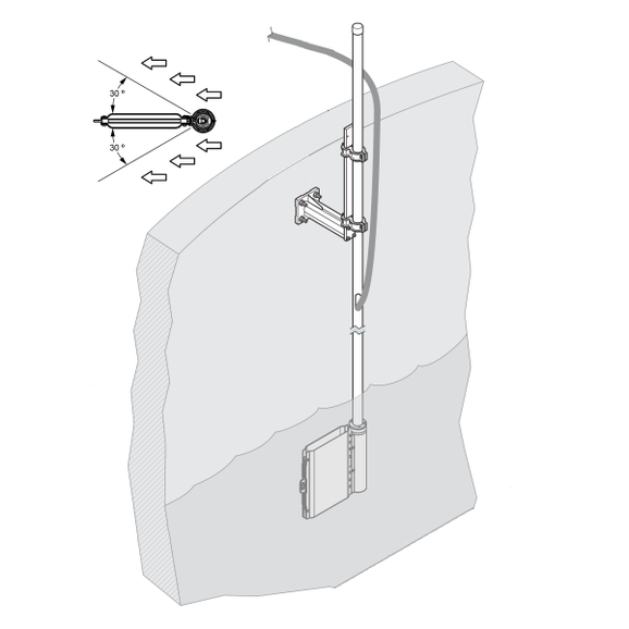 FX610/FX620/Filtrax Pole mounting hardware, 24 cm bracket, SS pole with opening, 2 m