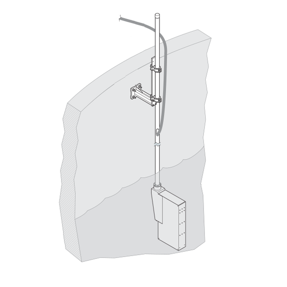 FX610/FX620/Filtrax Pole mounting hardware, 24 cm bracket, SS pole with opening, 2 m