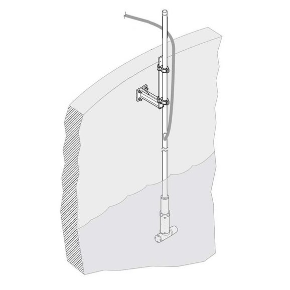 FX610/FX620/Filtrax Pole mounting hardware, 24 cm bracket, SS pole with opening, 2 m