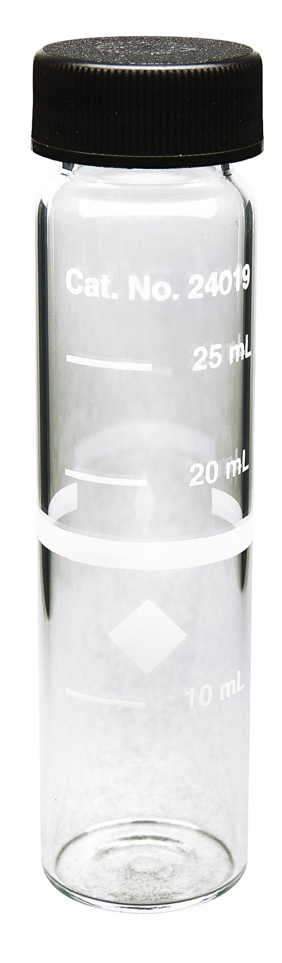 Glass sample cell, 25 mm round, 10-20-25 mL marks, pk/6