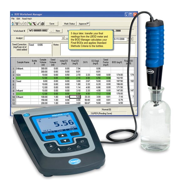 HQ440d Benchtop Meter Package with LBOD101 Optical Dissolved Oxygen Probe for BOD Measurement