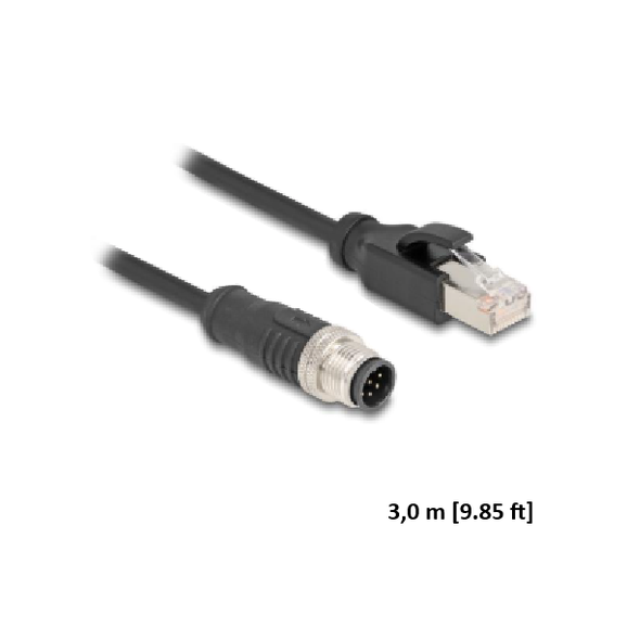 Network Cable, M12 to RJ45, 3 m