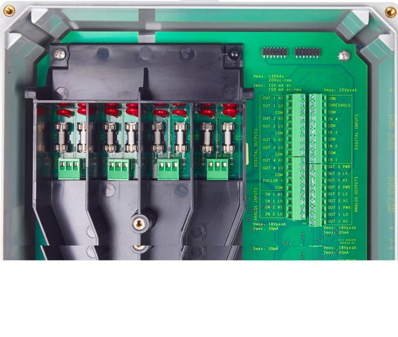 IO9004 Module (connects through auxiliary port), includes multiple 0/4-20 mA outputs and inputs